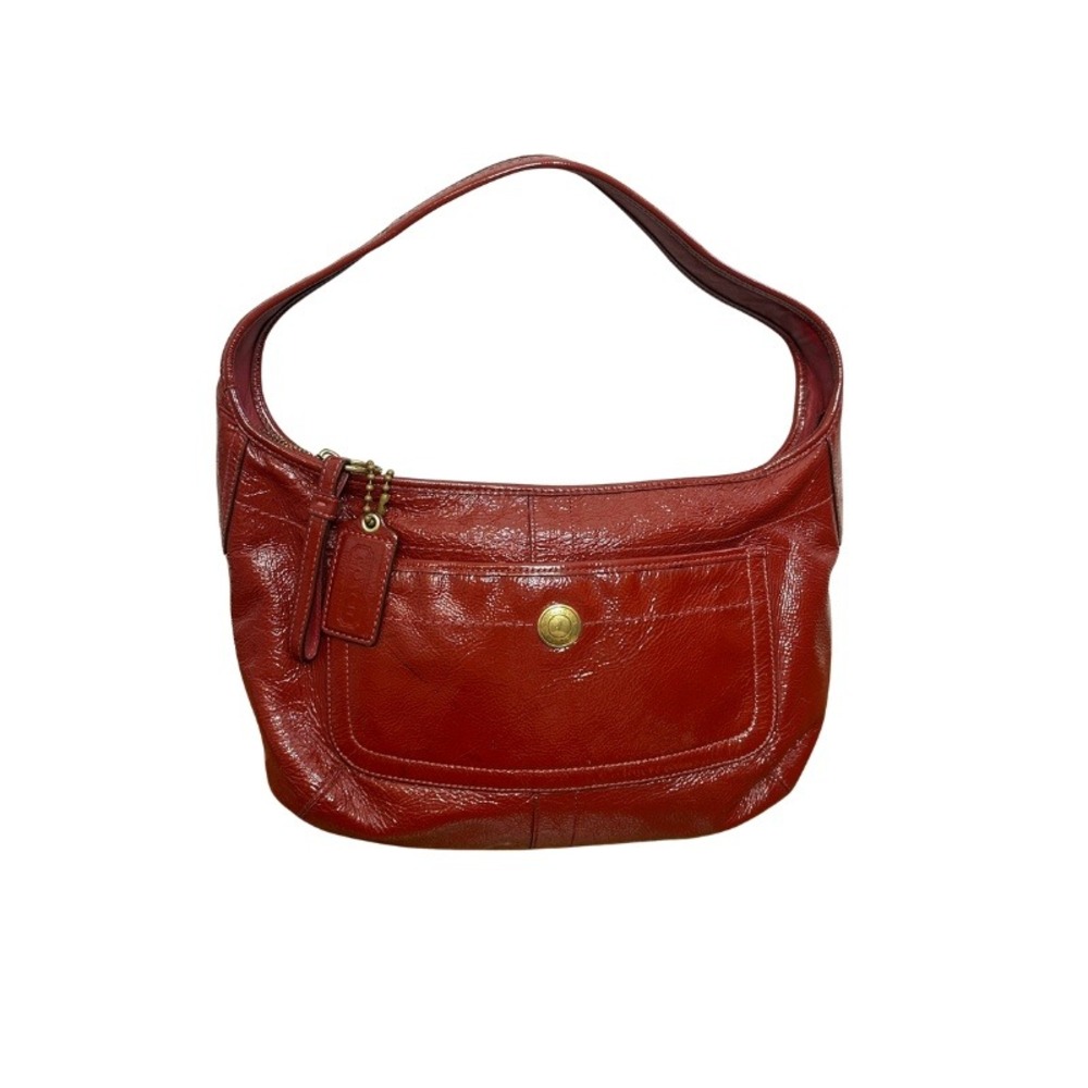Vintage Coach Ergo Red Patent Leather Hobo Bag Shoulder Purse Y2K 12886 Hangtag